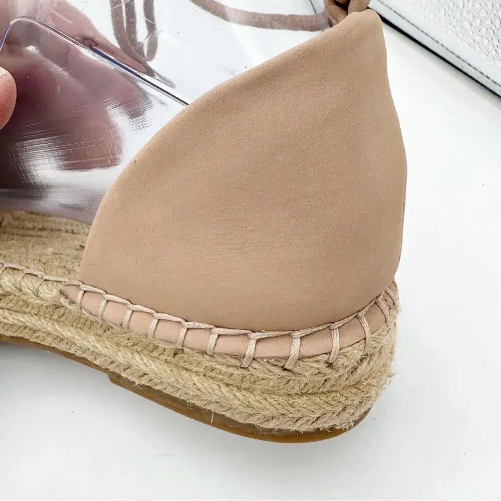 Splendid Women's Edna Ankle Tie‎ Blush Nubuck Suede Espadrille Sandals Size 8M
